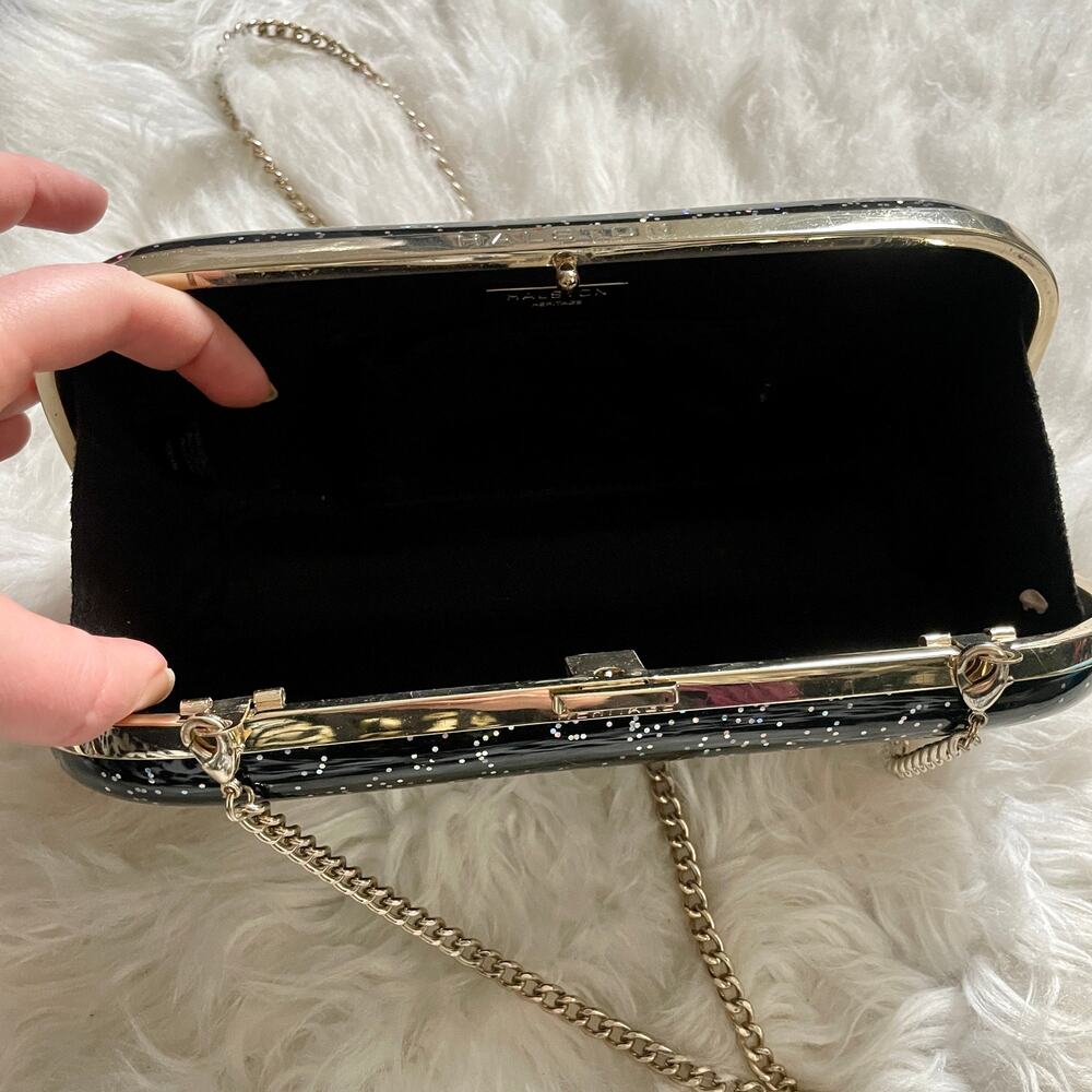Halston Heritage Acrylic Glitter Clutch Shoulder Bag Clutch Sparkles Hard Shell - Picture 11 of 13